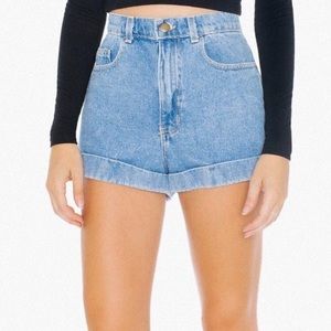 Medium Wash High Waist Jean Cuff Short
